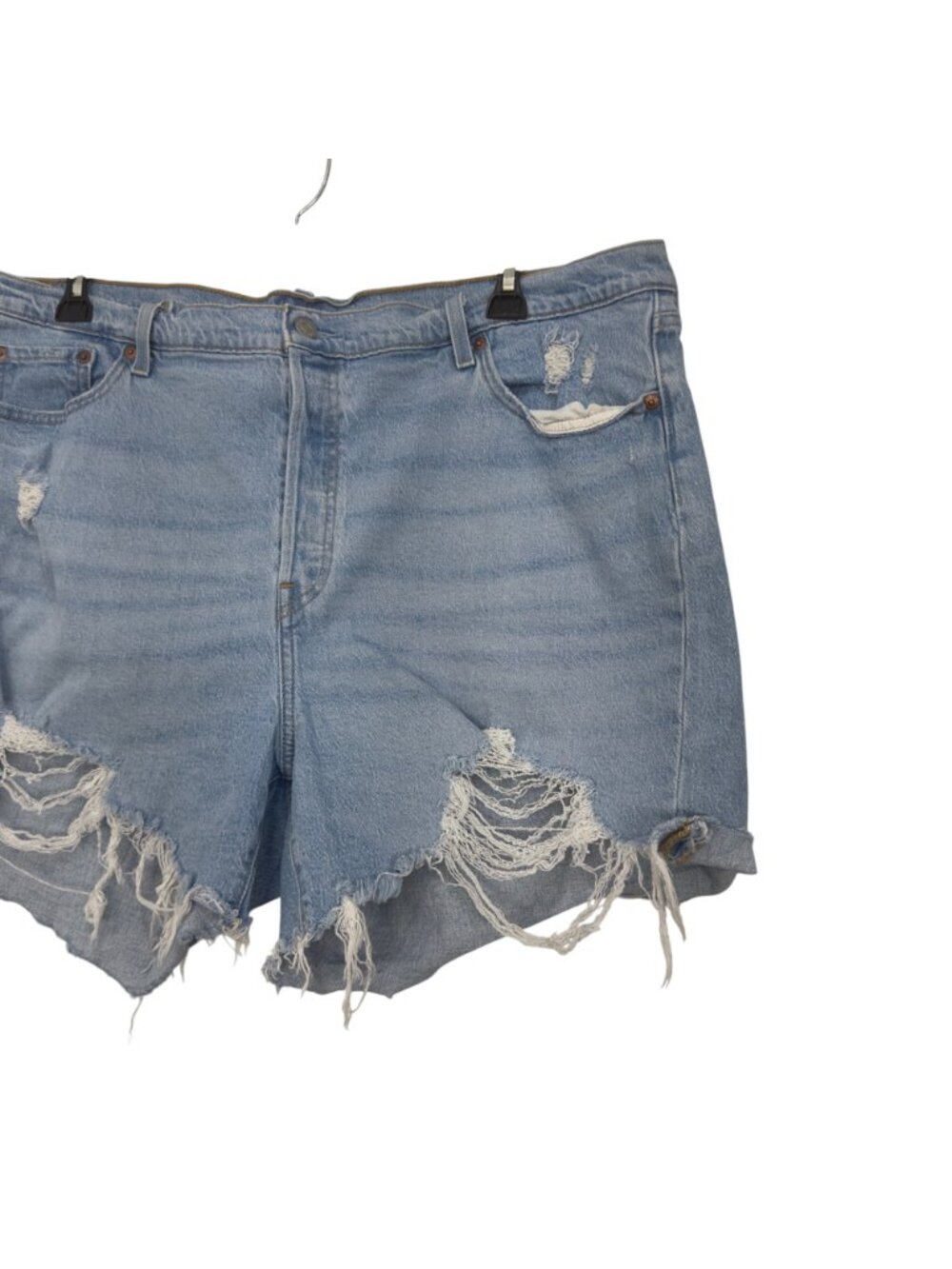 Levis 501 Womens Distressed Light Wash Hi-Rise Denim Shorts Size 22W Button Fly - Picture 12 of 16